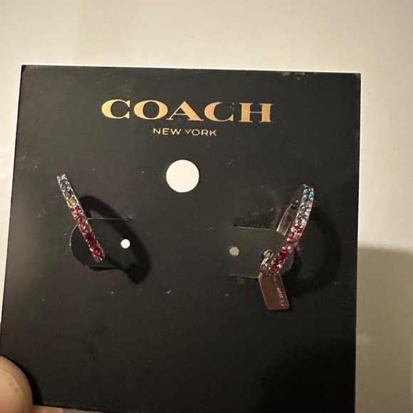 Coach Silver Hoop Earrings - Picture 1 of 4